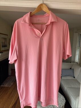 Southern Tide Men's Pink & White Stripe Polo Shirt